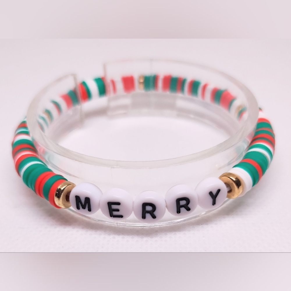 Christmas Bracelet Merry Beaded Women's New‎ f57